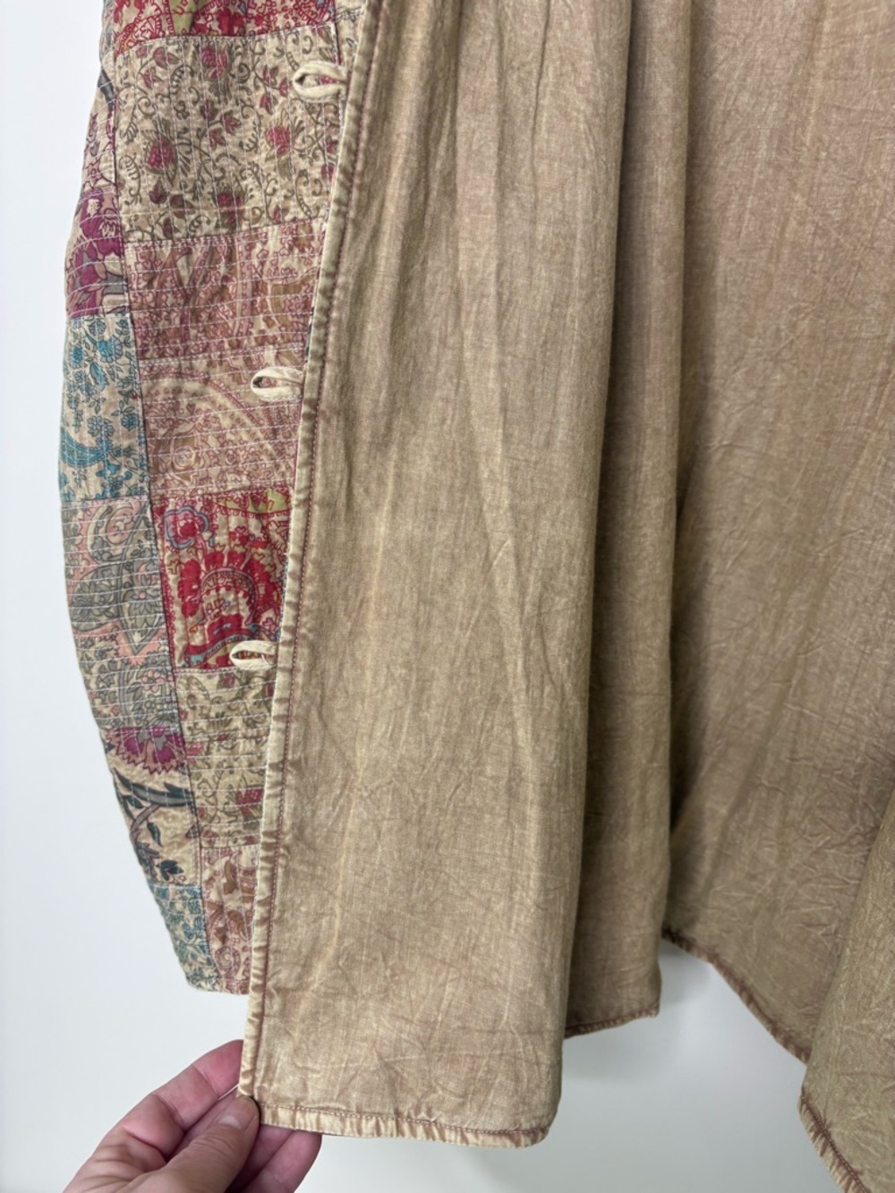 David Brooks Red Tan Tapestry Patchwork Quilted 100% Cotton Boho Shirt Jacket XL - Picture 13 of 14
